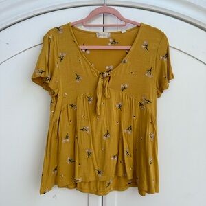 Altard State Floral Tie-Front Blouse